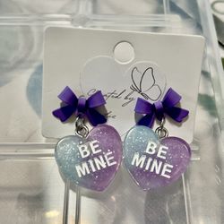 Purple Handmade Valentine Earrings 