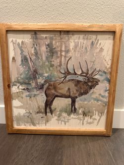 Rustic Framed Elk Wall Art – 16.5” x 16.5”