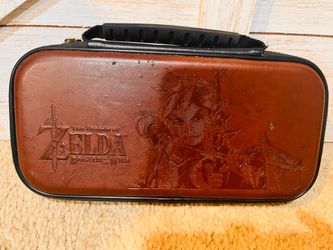 Zelda Breath Of The Wild Nintendo Switch Carrying Case Travel Brown Hard Shell