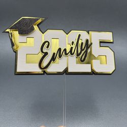 Celebrate with class – Personalized 2025 Graduation Cake Topper