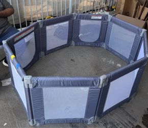 Foldable Baby Playpen, 4 ×49 Collapsible Play Pen tor Babies Toddlers, 360° Vision Mesh Play Yard with Zipper Gate, Adjustable Shape Safety Baby Fence
