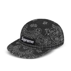 Supreme Black Bandana Paisley Denim Hat 