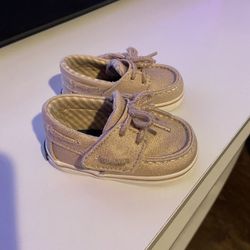 Sperry Top-Sider Intrepid Crib Jr. Pink Metallic Baby Girl Shoes Size US 2M EUC
