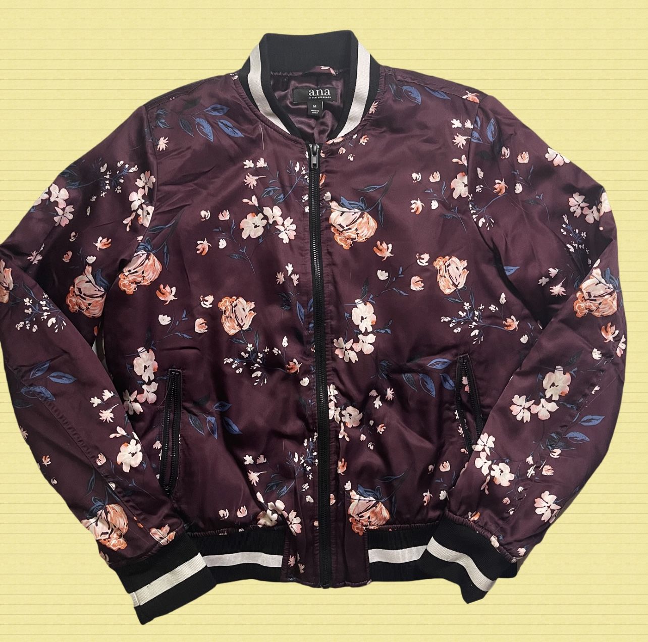 a.n.a A New Approach Floral Bomber Womens Jacket Size Medium