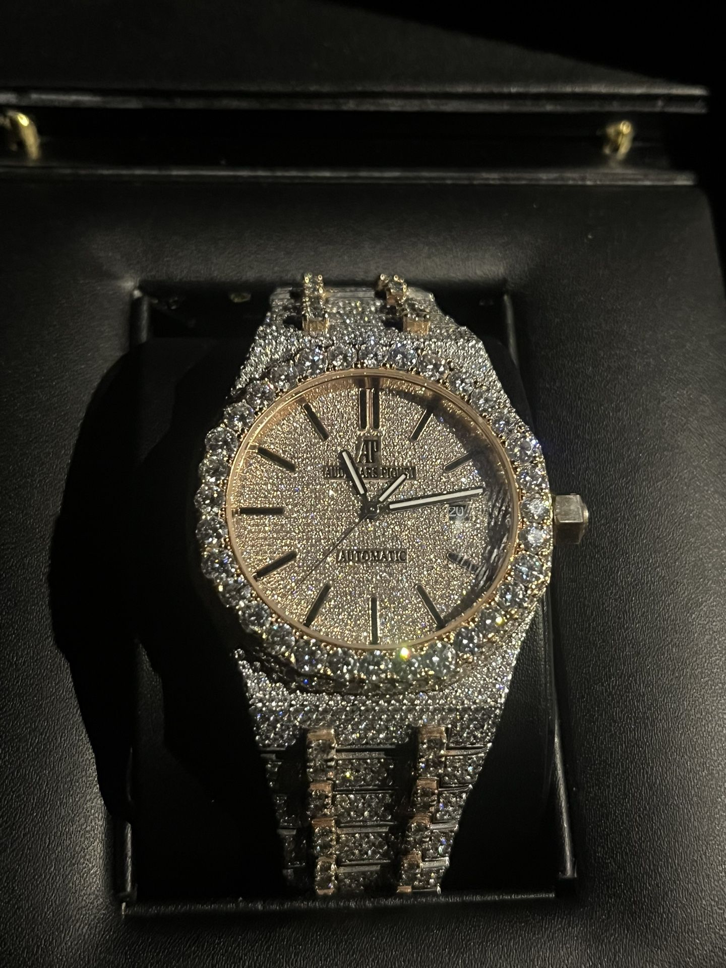 2 Tone Rose Gold  Moissanite Iced Out VVS AP Watch 