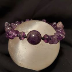 Amethyst And Hematite Crystal Bracelet 