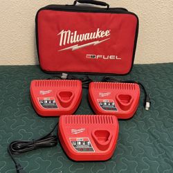 3 milwaukee chargers and bag $15 each