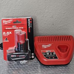 Milwaukee M12 12-Volt Lithium-Ion XC Battery Pack 4.0 Ah and Charger Starter Kit Brand New 