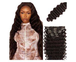 24 Inch #4 Brown Clip in Hair Extensions,Soft Real Human Hair 120g 7pcs,Brazilian Dark Brown Clip ins for Women,Chocolate Brown Deep Wave Clip ins Sil