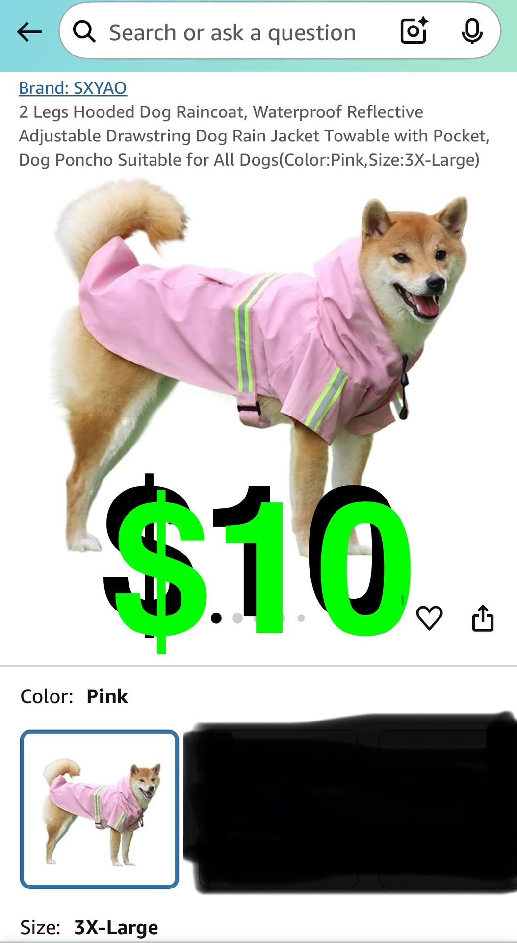SXYAO - 2 Legs Hooded Dog Raincoat, Waterproof Reflective Adjustable Drawstring Dog Rain Jacket Towable with Pocket, Dog Poncho Suitable for All Dogs(