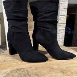 Nine West Denner pointed toe slouchy boots black - size 8.5