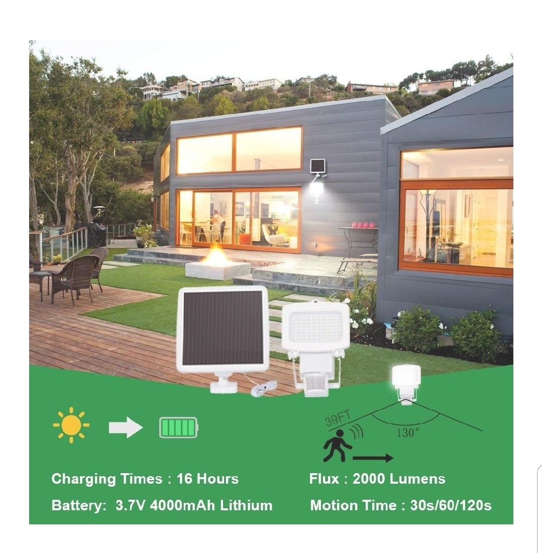 Solar Security Light, Motion Activated LED Outdoor Solar Flood Light, Weather Resistant, 39Feet Detection Distance