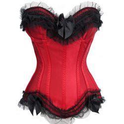 New Women’s Size 8-10 Red & Black Lace Up Corset Set