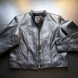 Sergio vadducci leather jacket cropped motorcycle genuine black women Small