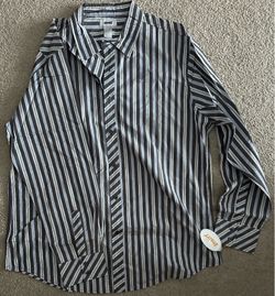 Men's Utility Long-Sleeve Striped Button-Up Shirt - Size XXL