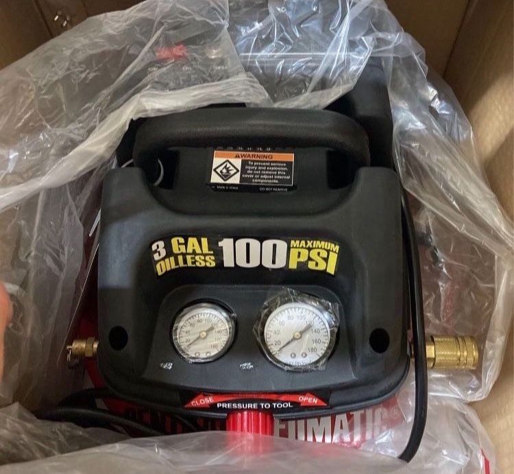 New CENTRAL PNEUMATIC 3 Gal Air Compressor 100 PSI Oilless Portable Pancake 1/3 HP  Also available for sale: Milwaukee Hilti Dewalt Ridgid Ryobi makit