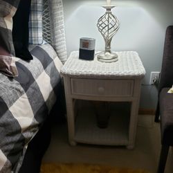 White Wicker Nightstand