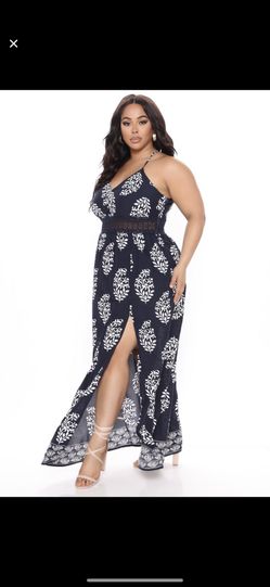 Fashion Nova Plus Size Slit Dress 1X