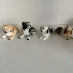 Vintage Lot of 4 Enesco Dog Ceramic Figures Taiwan