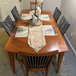 Wood Dining Table with 6 Chairs