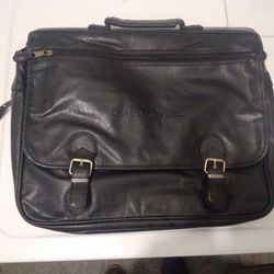  Black Leather Laptop Briefcase/ Carry Bag  With Shoulder Strap 