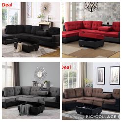 SUEDE SECTIONAL SOFA NEW WITH OTTOMAN