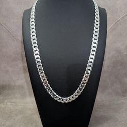 Solid Silver 22" Cuban Curb Chain 