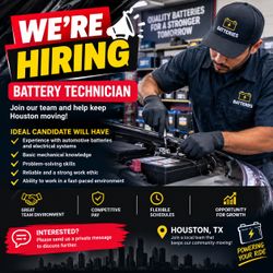  **WE’RE HIRING – BATTERY TECHNICIAN | HOUSTON, TX** 🚗⚡