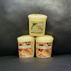 Set Of 3 Yankee Candle Votive 1 Christmas Cookie and 2 French Vanilla Samplers