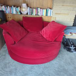 Dania Red Velvet Circle Couch 