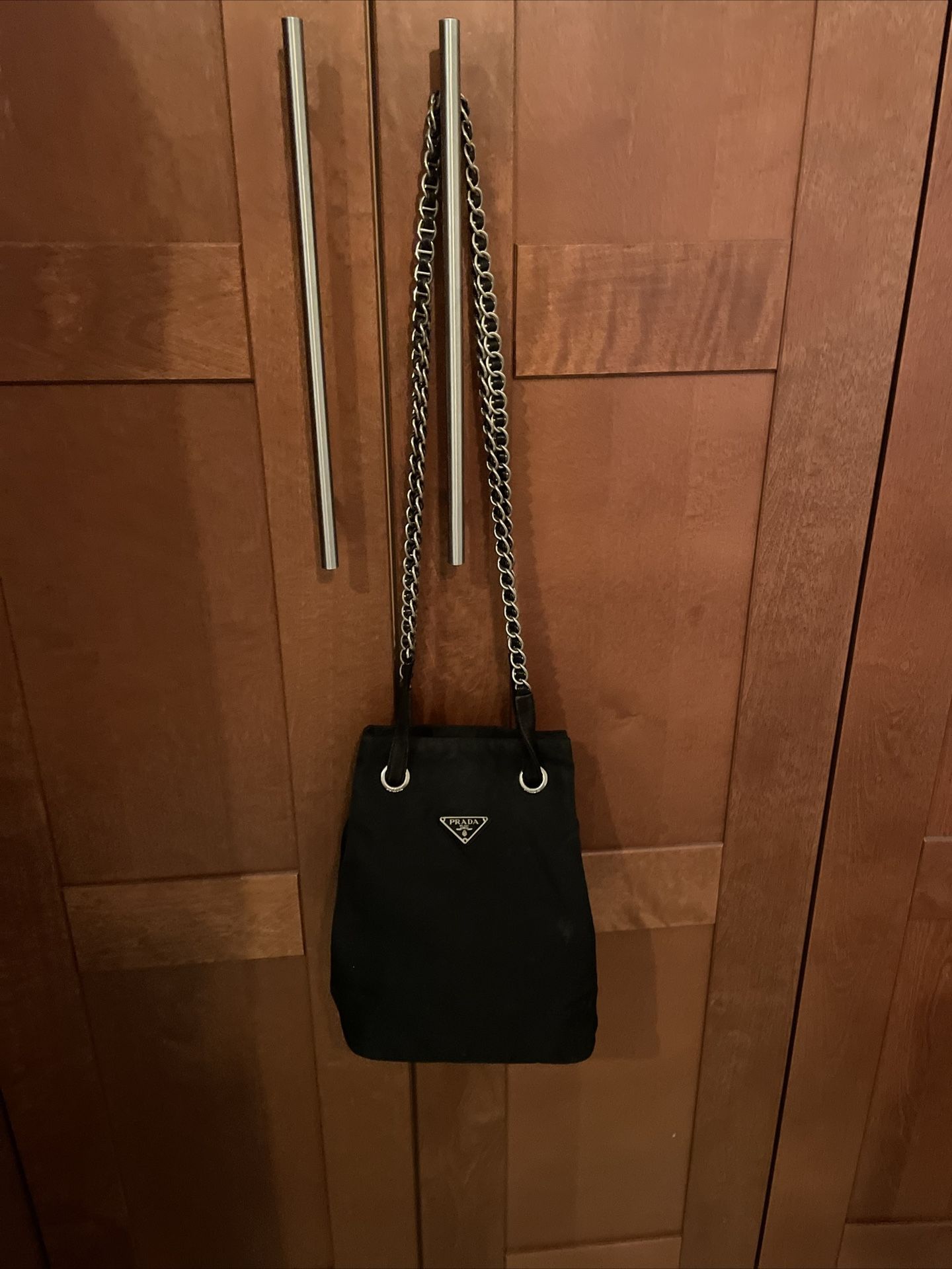 PRADA shoulder bag black with chains VINTAGE 