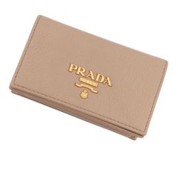 Prada Womens Vitello Move Cipria Color Leather Card Case Wallet 1MC122