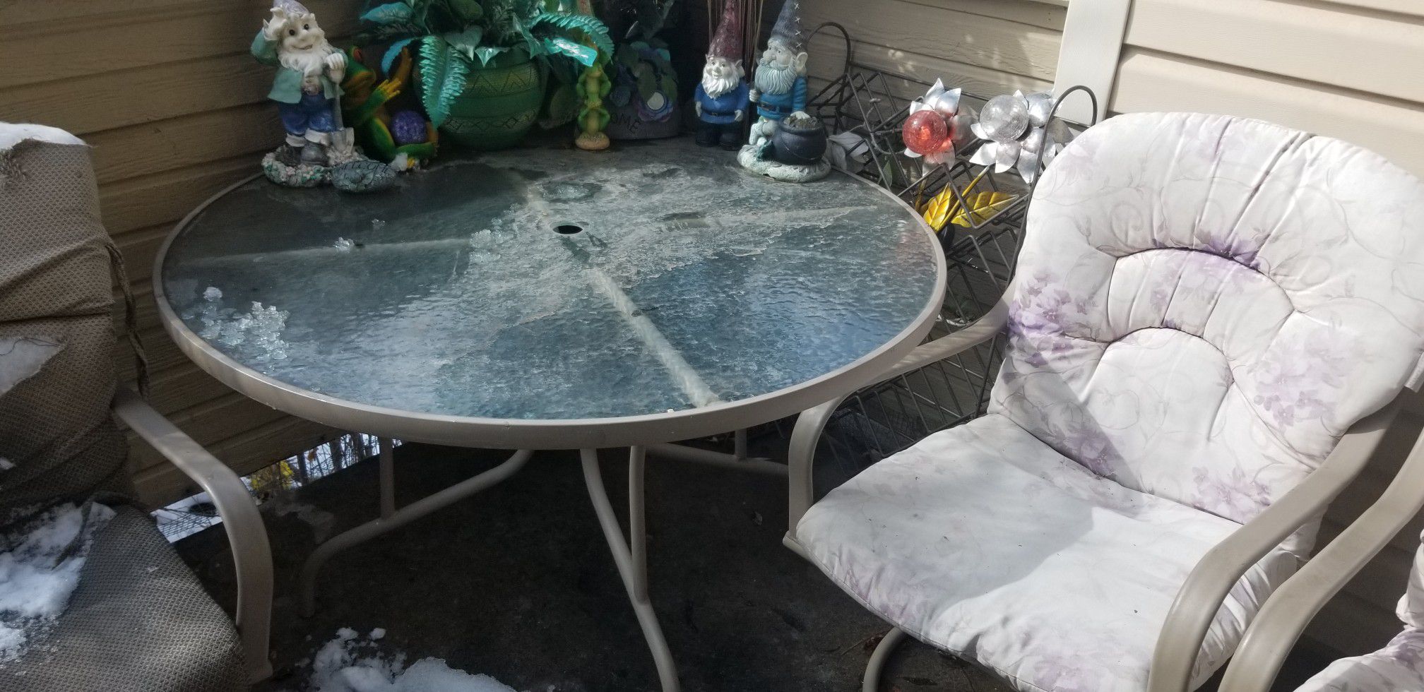 Glass patio table and chairs furniture outdoor