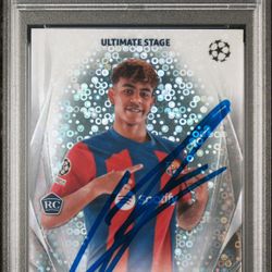 2023 Topps UEFA CC Lamine Yamal Ultimate Stage Chr Auto On Card PSA Authentic