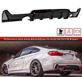 14-20 BMW F32 F33 F36 4 Series M Sport Gloss Black Rear Bumper Diffuser