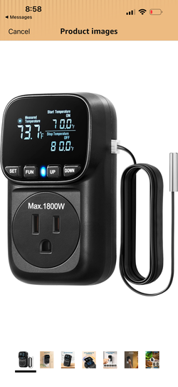 DEWENWILS Digital Temperature Controller, Heavy Duty 15A/1800W Thermostat Outlet Plug, VA Display Heating Cooling Control Timer, -40℉~210℉, Cyclic Tim