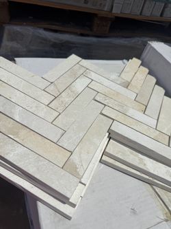 Cream Marble Herringbone Mosaic Tile Sheets