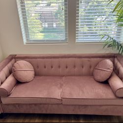 Gorgeous Pink Velvet Couch Excellent Condition!