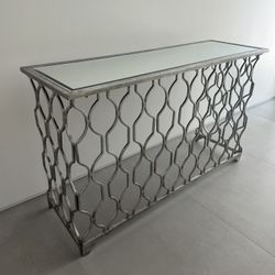 Console Table - Mirrored Top & Metal Frame