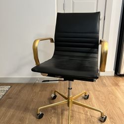 Office chair Swivel- Leather And Gold