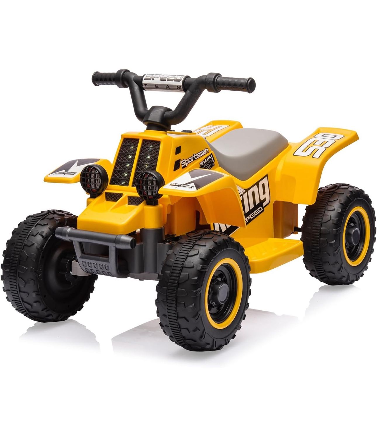 6V Kids Ride On Electric ATV, Ride Car with LED Headlights, Ride-On Toy for age 3+ Boys & Girls with Music, Forward & Reverse (Yellow)