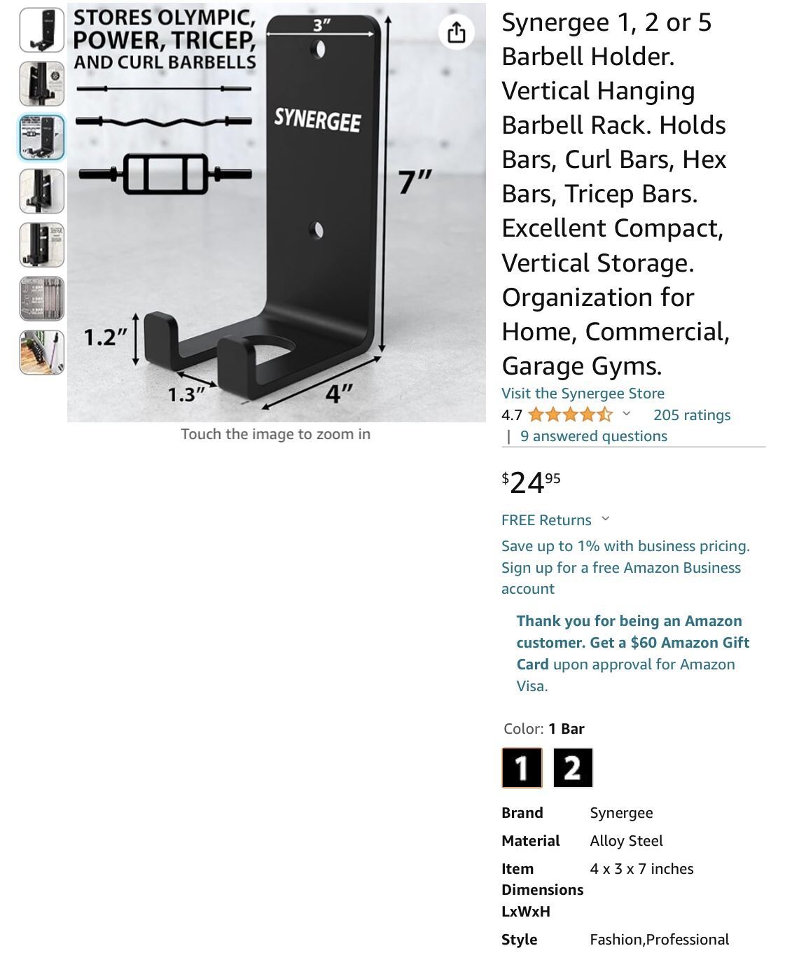 Wall Mount Barbell Holder