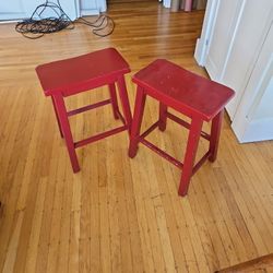 Red Wooden Bar Stools