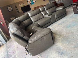 Leather gray sectional