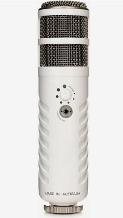 RODE PODCASTER WHITE MICROPHONE With Podmic Stand with Pop Filter - Rode Podcaster Microphone Boom Arm with Foam Windscreen Imp