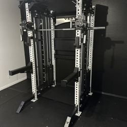 PRO SERIES Ultimate 3-1 Half Rack Functional Trainer w/Smith Machine Bar | 400lb Stack | Gym Equipment | Fitness | Commercial | Squat Rack 