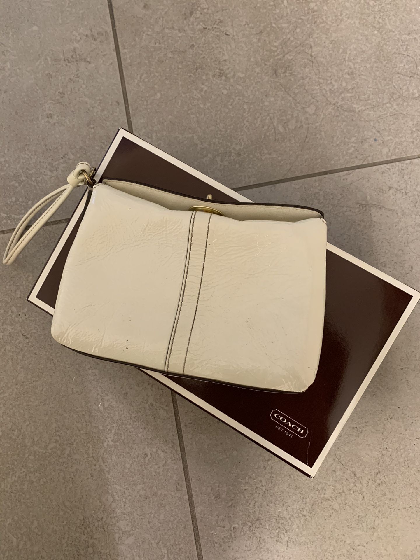 Authentic Cream Coach wristlet