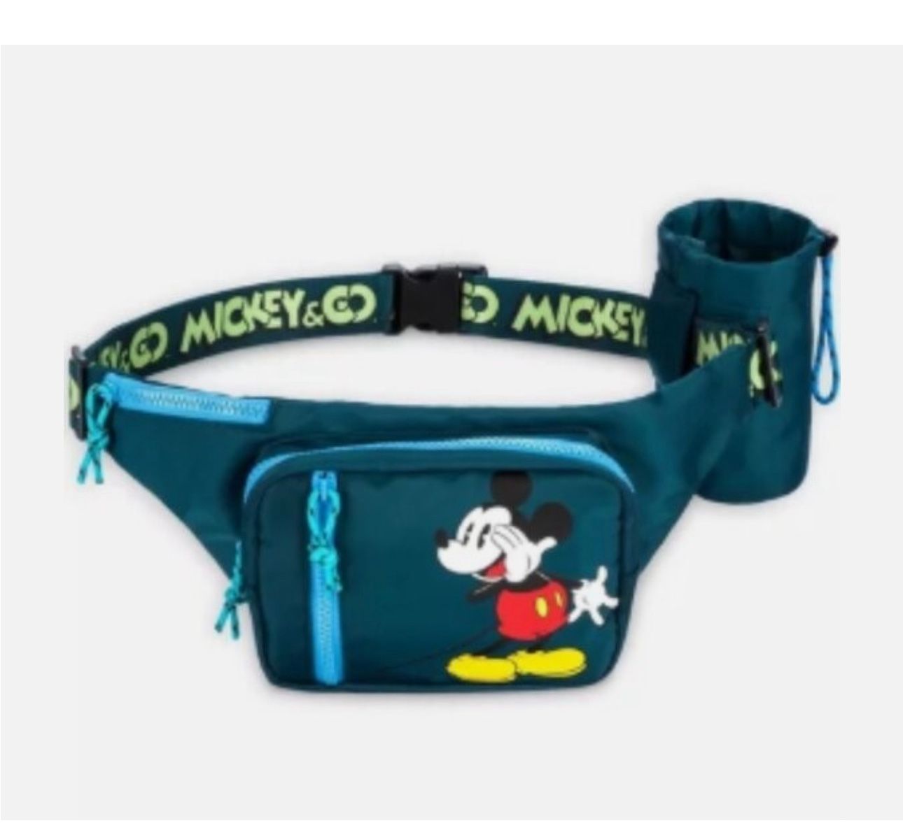 Disney, Mickey Mouse, Green Waist Belt Bag & Bottle Holder, New Item