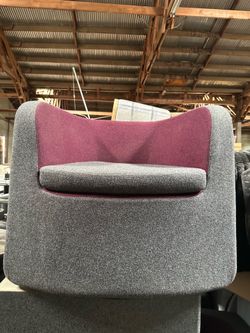 Senator Group Wool Lounge Chair - Gray & Burgundy