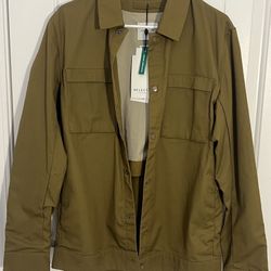 SELECTED HOMME Men’s Solid Snap Button Jacket Shirt